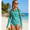 image:imageGRACE KARIN Girls One Piece Swimsuits Long Sleeve Bathing Suits Swimwear 514YBluegreen Floral