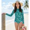 image:imageGRACE KARIN Girls One Piece Swimsuits Long Sleeve Bathing Suits Swimwear 514YBluegreen Floral