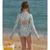 image:imageGRACE KARIN Girls One Piece Swimsuits Long Sleeve Bathing Suits Swimwear 514YGray Green Daisy