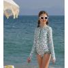image:imageGRACE KARIN Girls One Piece Swimsuits Long Sleeve Bathing Suits Swimwear 514YGray Green Daisy
