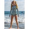 image:imageGRACE KARIN Girls One Piece Swimsuits Long Sleeve Bathing Suits Swimwear 514YGray Green Daisy