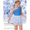 image:imageGRACE KARIN Girls One Piece Swimsuits with Mesh Skirt Bathing Suit Swimwear 614YBlue Flower