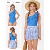 image:imageGRACE KARIN Girls One Piece Swimsuits with Mesh Skirt Bathing Suit Swimwear 614YBlue Flower