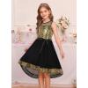 image:imageGRACE KARIN Girls Sequin Party Formal Dress Wedding Guest Sparkle Fancy Birthday Tulle High Low Prom Dresses 614 YearsBlackgold