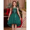 image:imageGRACE KARIN Girls Sequin Party Formal Dress Wedding Guest Sparkle Fancy Birthday Tulle High Low Prom Dresses 614 YearsDark Green