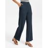 image:imageGRACE KARIN Linen Pants for WomenWork Dressy Trousers with PocketsHigh Waist Wide Leg Summer Comfy Slacks Pant ClothesNavy Blue