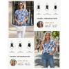 image:imageGRACE KARIN Women Boho Floral Tops 2026 Summer V Neck Puff Short Sleeve Dressy Casual ShirtsBlue and White Porcelain