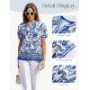 image:imageGRACE KARIN Women Boho Floral Tops 2026 Summer V Neck Puff Short Sleeve Dressy Casual ShirtsBlue and White Porcelain