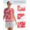 image:imageGRACE KARIN Women Boho Floral Tops 2026 Summer V Neck Puff Short Sleeve Dressy Casual ShirtsRed Flower