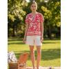 image:imageGRACE KARIN Women Boho Floral Tops 2026 Summer V Neck Puff Short Sleeve Dressy Casual ShirtsRed Flower