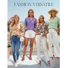 image:imageGRACE KARIN Women Boho Floral Tops Summer Puff Short Sleeve Dressy Casual Shirts 2026 Spring V Neck Vacation Work BlouseGreen White