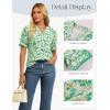 image:imageGRACE KARIN Women Boho Floral Tops Summer Puff Short Sleeve Dressy Casual Shirts 2026 Spring V Neck Vacation Work BlouseGreen White