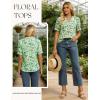 image:imageGRACE KARIN Women Boho Floral Tops Summer Puff Short Sleeve Dressy Casual Shirts 2026 Spring V Neck Vacation Work BlouseGreen White