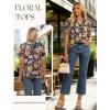image:imageGRACE KARIN Women Boho Floral Tops Summer Puff Short Sleeve Dressy Casual Shirts 2026 Spring V Neck Vacation Work BlouseOrange Black