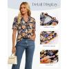 image:imageGRACE KARIN Women Boho Floral Tops Summer Puff Short Sleeve Dressy Casual Shirts 2026 Spring V Neck Vacation Work BlouseOrange Black