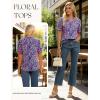 image:imageGRACE KARIN Women Boho Floral Tops Summer Puff Short Sleeve Dressy Casual Shirts 2026 Spring V Neck Vacation Work BlousePurple Floral