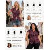 image:imageGRACE KARIN Women Mesh Boho Tops Dressy Casual Floral Short Sleeve Button Down Collared Blouses 2026 Fashion Summer ClothesBlack Red