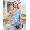 image:imageGRACE KARIN Women Mesh Boho Tops Dressy Casual Floral Short Sleeve Button Down Collared Blouses 2026 Fashion Summer ClothesBlue White