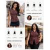image:imageGRACE KARIN Women Mesh Boho Tops Dressy Casual Floral Short Sleeve Button Down Collared Blouses 2026 Fashion Summer ClothesBurgundy