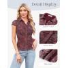 image:imageGRACE KARIN Women Mesh Boho Tops Dressy Casual Floral Short Sleeve Button Down Collared Blouses 2026 Fashion Summer ClothesBurgundy