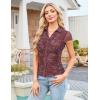 image:imageGRACE KARIN Women Mesh Boho Tops Dressy Casual Floral Short Sleeve Button Down Collared Blouses 2026 Fashion Summer ClothesBurgundy