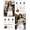 image:imageGRACE KARIN Women Mesh Boho Tops Dressy Casual Floral Short Sleeve Button Down Collared Blouses 2026 Fashion Summer ClothesGreen
