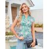 image:imageGRACE KARIN Women Mesh Boho Tops Dressy Casual Floral Short Sleeve Button Down Collared Blouses 2026 Fashion Summer ClothesGreen