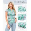 image:imageGRACE KARIN Women Mesh Boho Tops Dressy Casual Floral Short Sleeve Button Down Collared Blouses 2026 Fashion Summer ClothesGreen