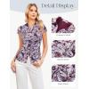 image:imageGRACE KARIN Women Mesh Boho Tops Dressy Casual Floral Short Sleeve Button Down Collared Blouses 2026 Fashion Summer ClothesMulti Purple