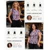 image:imageGRACE KARIN Women Mesh Boho Tops Dressy Casual Floral Short Sleeve Button Down Collared Blouses 2026 Fashion Summer ClothesMulti Purple