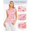 image:imageGRACE KARIN Women Mesh Boho Tops Dressy Casual Floral Short Sleeve Button Down Collared Blouses 2026 Fashion Summer ClothesPink