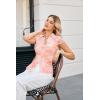 image:imageGRACE KARIN Women Mesh Boho Tops Dressy Casual Floral Short Sleeve Button Down Collared Blouses 2026 Fashion Summer ClothesPink Orange
