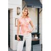 image:imageGRACE KARIN Women Mesh Boho Tops Dressy Casual Floral Short Sleeve Button Down Collared Blouses 2026 Fashion Summer ClothesPink Orange