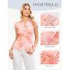 image:imageGRACE KARIN Women Mesh Boho Tops Dressy Casual Floral Short Sleeve Button Down Collared Blouses 2026 Fashion Summer ClothesPink Orange
