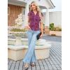 image:imageGRACE KARIN Women Mesh Boho Tops Dressy Casual Floral Short Sleeve Button Down Collared Blouses 2026 Fashion Summer ClothesPurple Floral