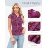 image:imageGRACE KARIN Women Mesh Boho Tops Dressy Casual Floral Short Sleeve Button Down Collared Blouses 2026 Fashion Summer ClothesPurple Floral