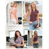image:imageGRACE KARIN Women Mesh Boho Tops Dressy Casual Floral Short Sleeve Button Down Collared Blouses 2026 Fashion Summer ClothesRose Red