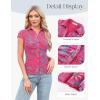 image:imageGRACE KARIN Women Mesh Boho Tops Dressy Casual Floral Short Sleeve Button Down Collared Blouses 2026 Fashion Summer ClothesRose Red