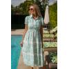 image:imageGRACE KARIN Womens 2026 Summer Floral Flowy Dresses Boho Tie Belt Short Puff Sleeve A Line Maxi Shirt Dress with PocketGreen White