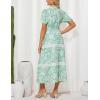 image:imageGRACE KARIN Womens 2026 Summer Floral Flowy Dresses Boho Tie Belt Short Puff Sleeve A Line Maxi Shirt Dress with PocketGreen White