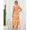 image:imageGRACE KARIN Womens 2026 Summer Floral Flowy Dresses Boho Tie Belt Short Puff Sleeve A Line Maxi Shirt Dress with PocketOrange