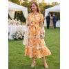 image:imageGRACE KARIN Womens 2026 Summer Floral Flowy Dresses Boho Tie Belt Short Puff Sleeve A Line Maxi Shirt Dress with PocketOrange