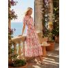 image:imageGRACE KARIN Womens 2026 Summer Floral Flowy Dresses Boho Tie Belt Short Puff Sleeve A Line Maxi Shirt Dress with PocketPink Floral