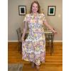 image:imageGRACE KARIN Womens 2026 Summer Floral Flowy Dresses Boho Tie Belt Short Puff Sleeve A Line Maxi Shirt Dress with PocketPurple Yellow