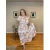 image:imageGRACE KARIN Womens 2026 Summer Floral Flowy Dresses Boho Tie Belt Short Puff Sleeve A Line Maxi Shirt Dress with PocketPurple Yellow