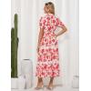 image:imageGRACE KARIN Womens 2026 Summer Floral Flowy Dresses Boho Tie Belt Short Puff Sleeve A Line Maxi Shirt Dress with PocketRed Floral