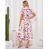 image:imageGRACE KARIN Womens 2026 Summer Floral Flowy Dresses Boho Tie Belt Short Puff Sleeve A Line Maxi Shirt Dress with PocketRose
