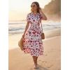 image:imageGRACE KARIN Womens 2026 Summer Floral Flowy Dresses Boho Tie Belt Short Puff Sleeve A Line Maxi Shirt Dress with PocketRose