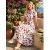 image:imageGRACE KARIN Womens 2026 Summer Floral Flowy Dresses Boho Tie Belt Short Puff Sleeve A Line Maxi Shirt Dress with PocketRose