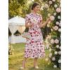image:imageGRACE KARIN Womens 2026 Summer Floral Flowy Dresses Boho Tie Belt Short Puff Sleeve A Line Maxi Shirt Dress with PocketRose